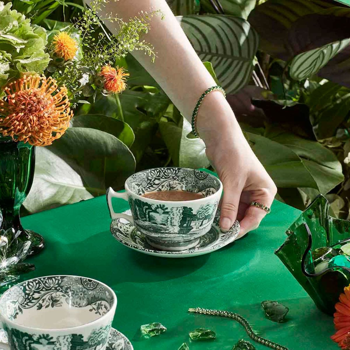 Heritage Green Italian 4 B'fast Cups & Scrs image number null